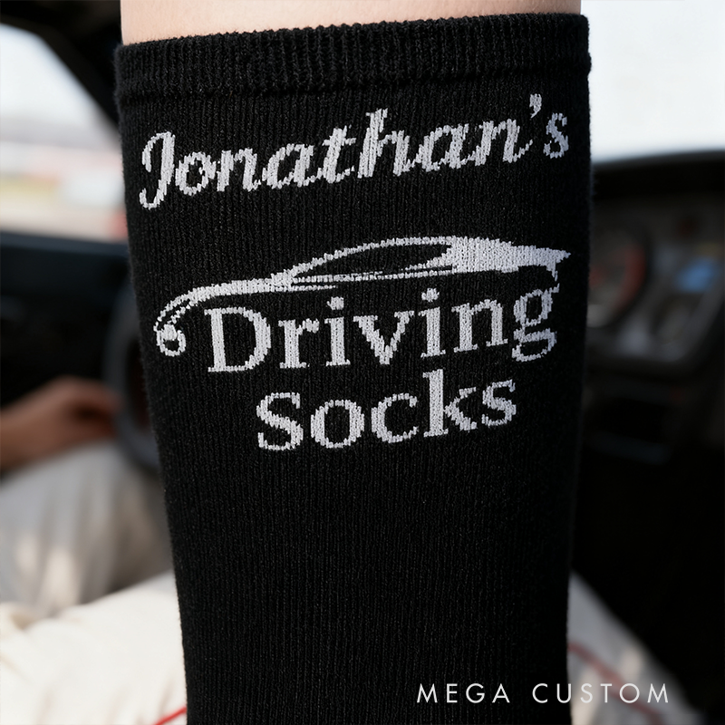 Personalized Racing Socks Custom Name Driving Socks for Car Enthusiasts and Motorsport Lovers