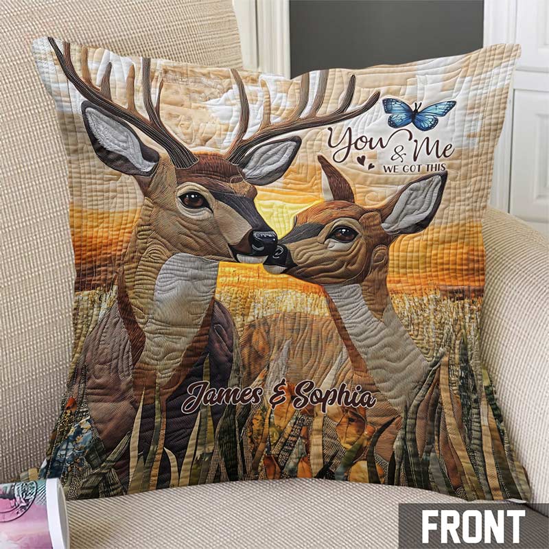 Personalized Deer Couple Design Pillow Custom Names Couple Home Pillow Romantic Anniversaries Gift for Husband Wife for Home