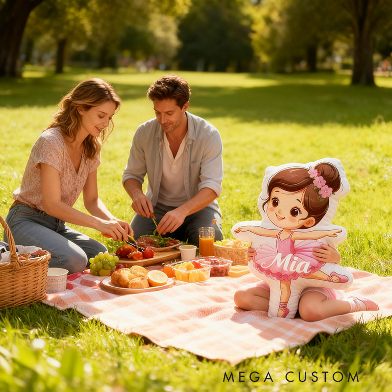 Personalized Ballet Girl Pillow with Your Name Soft Stuffed Toy for Kids Unique Decorative Cushion for Girls' Room and Dance Studio