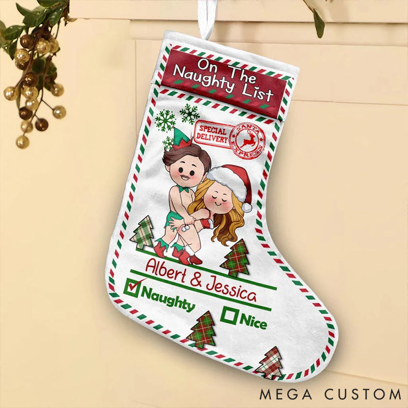 Personalized Couple Naughty or Nice Couple Christmas Stockings Sex Couple Love Position Christmas Stockings Gift for Couple for Husband Wife