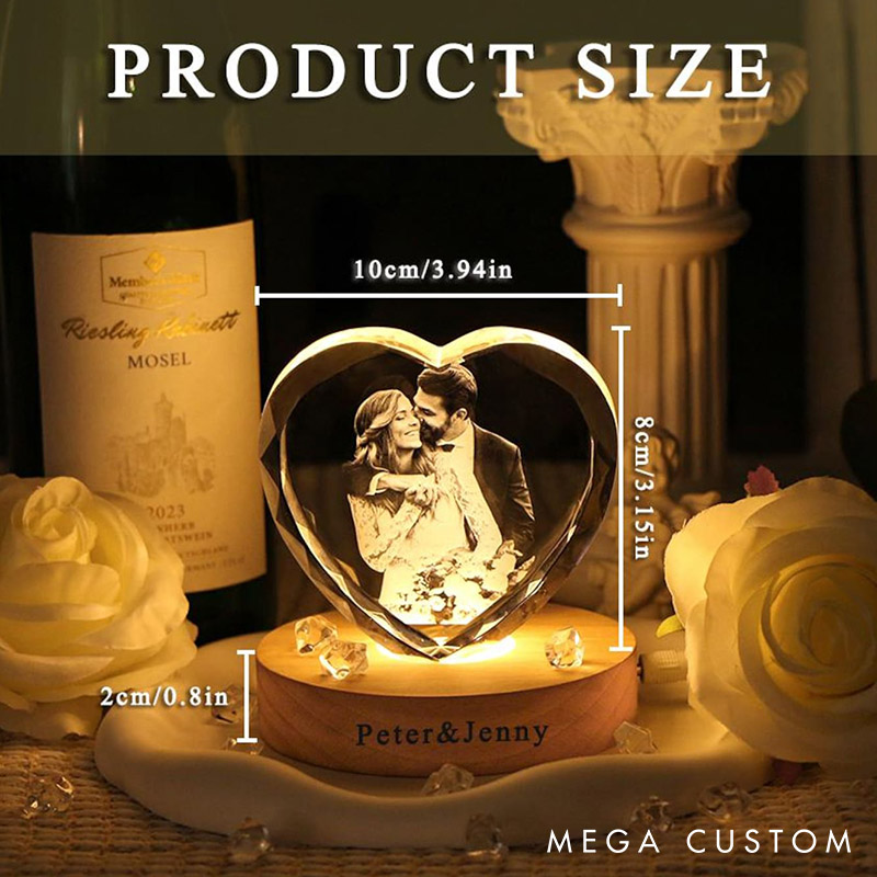 Personalized Couple 3D Crystal Photo Portrait LED Night Light Engraved Crystal Photo With Light Anniversary Valentine's Day Gift for Him Her