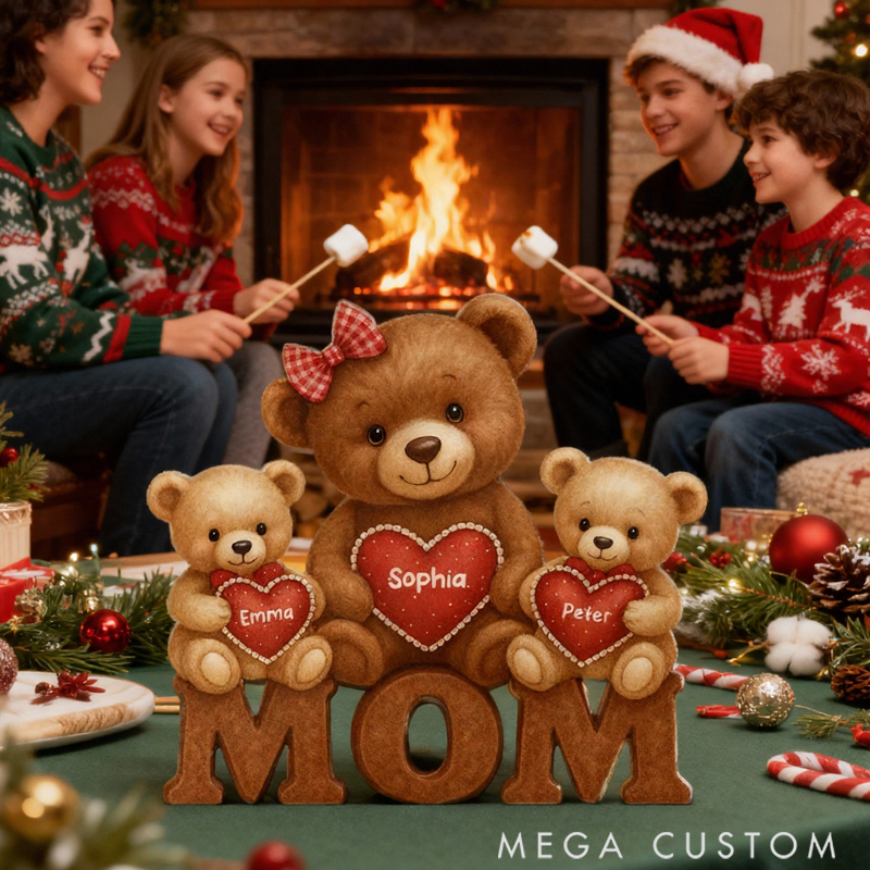 Personalized Mama Bear Custom Shape Acrylic Plaque Christmas Gift for Mom