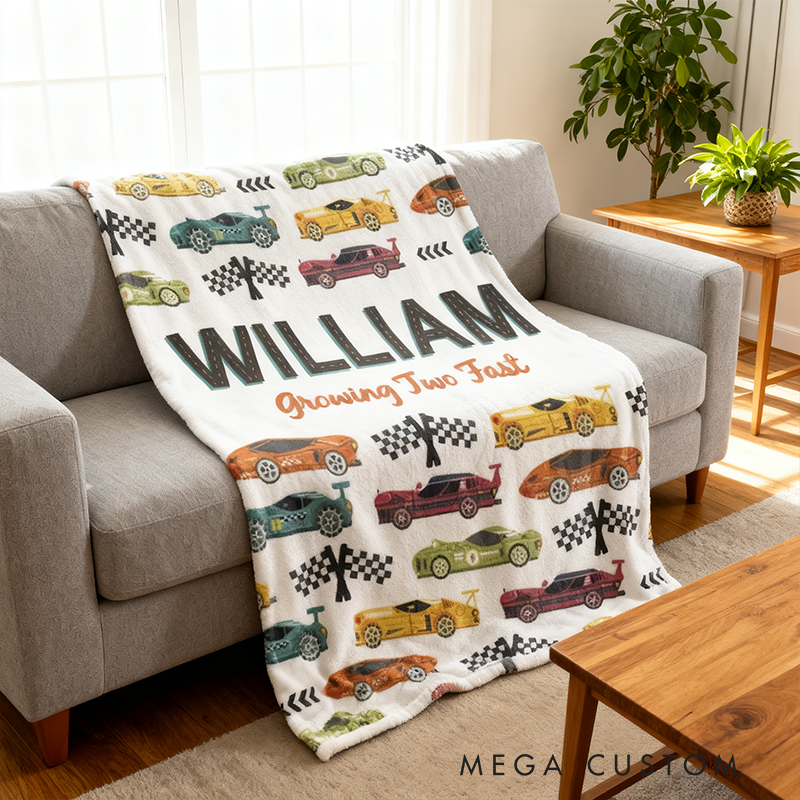 Personalized Checkered Flag Blanket Custom Name and Text Blanket Gift for Racer and Racing Lovers