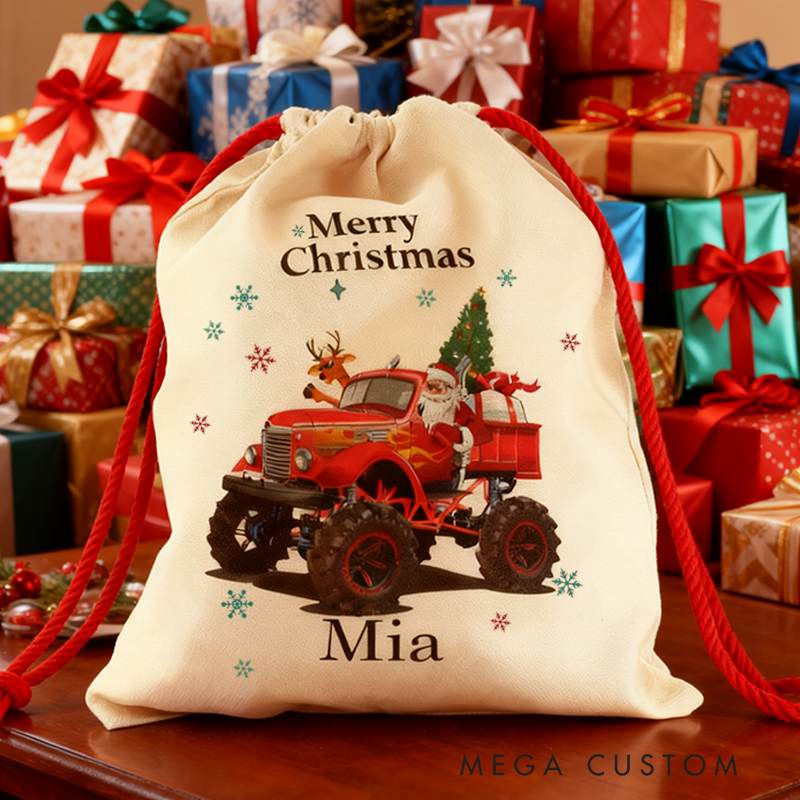 Personalized Rcing Santa Sack Custom Name Racing Christmas Gift Bag for Racers and Racing Lovers
