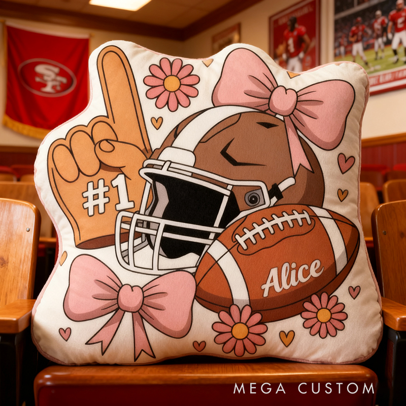 Personalized Football Pillow with Custom Name and Charming Design