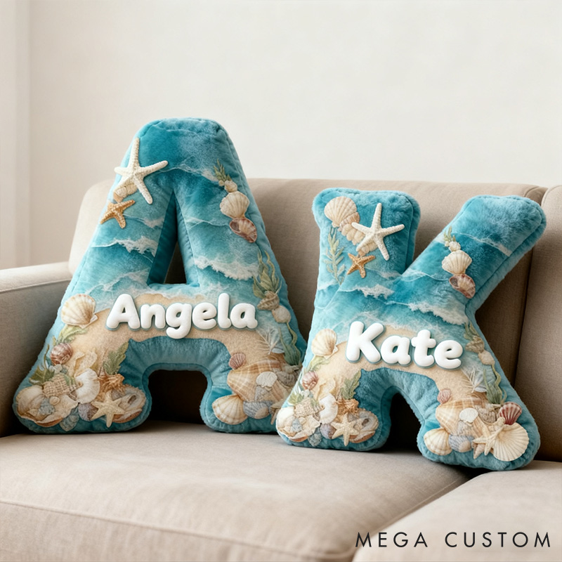 Personalized Seaglass Style Pillow Custom Ocean Style Pillow 3D Graphic Print Home Decor Throw Pillow for Girl Friend Beach Keepsake Pillow