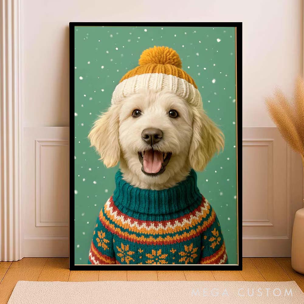 Personalized Pet Lover Custom Christmas Pet Portrait