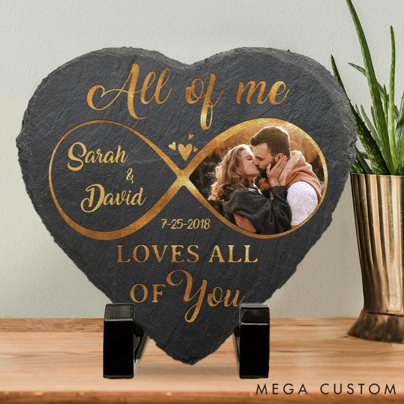 Personalized Couple Photo From Our First Kiss Till Our Last Breath Heart and Square Shaped Stone with Stand First Christmas Gift Valentine's Day Gift
