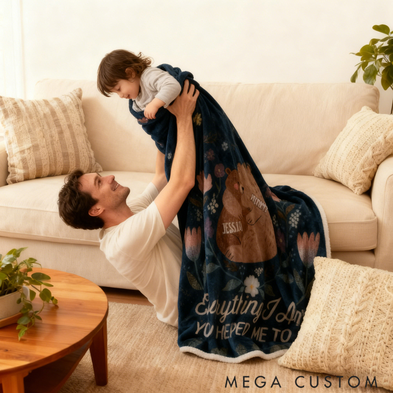 Personalized Her Love is Infinite Lovely Bear Mama and Baby for Mother's Day Gift for Mom Grandma