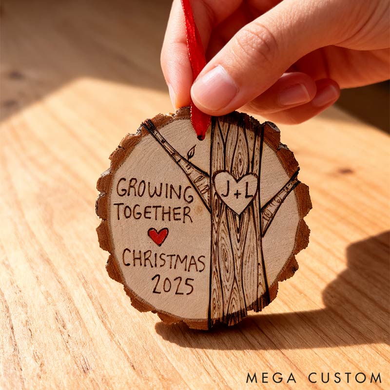 Personalized 5th Anniversary Wooden Ornament Growing Together Wood Anniversary Gift for Couples Husband Wife Christmas Gift for Couple
