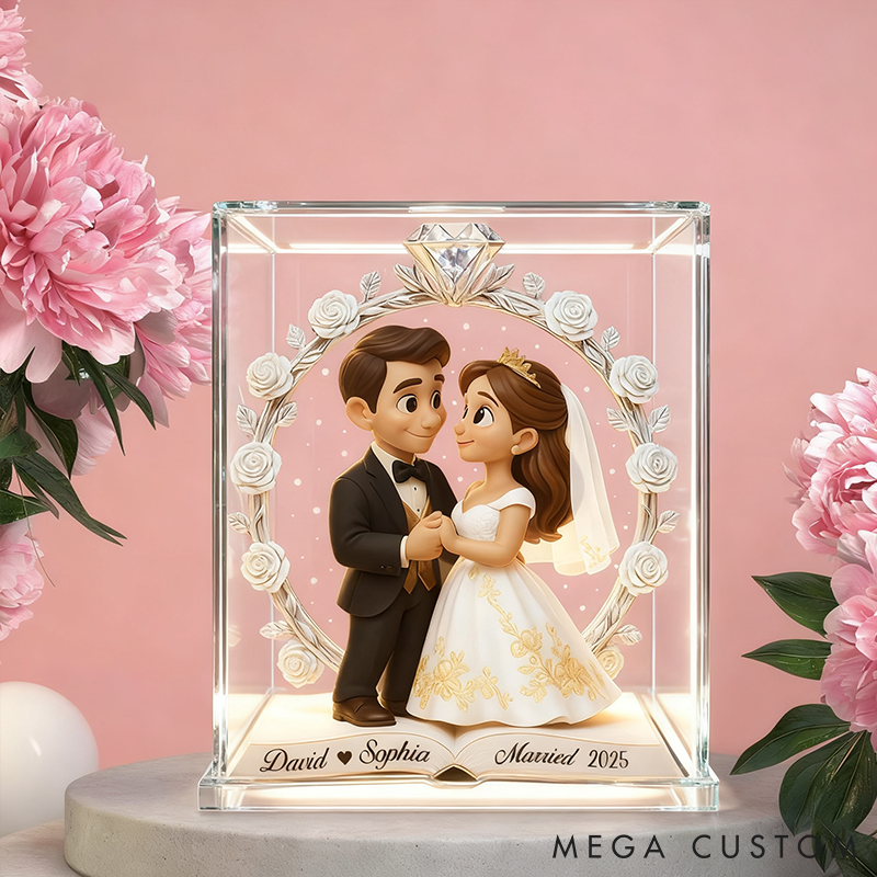 Personalized Couple Wedding Photo Acrylic Plaque Custom Newlyweds Mr and Mrs Plaque from Your Own Picture Our First Christmas Gift for Him Her