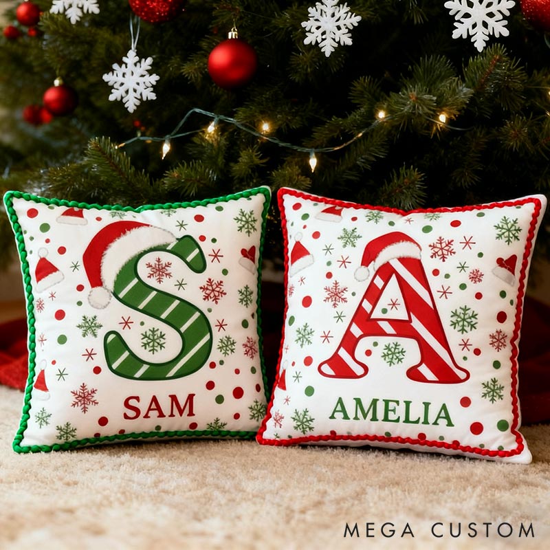 Personalized Christmas Custom Letter Pillow Holiday Gift for Girl Friend for Boy Friend Christmas Gift for Wife Husband Home Pillow for Couple