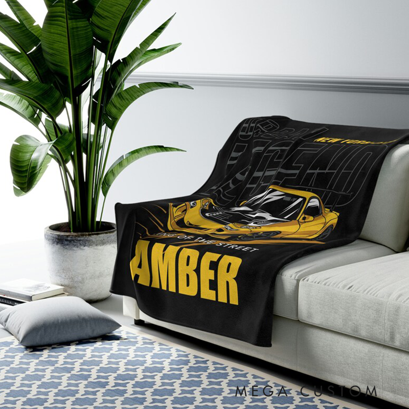 Personalized JDM Car Blanket Custom Name Racing Car Fleece Blanket Gift for Men Boys and Racing Lovers