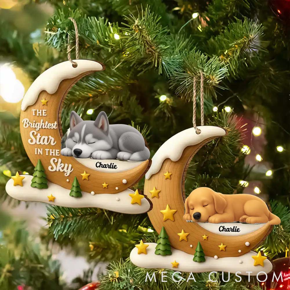Personalized Dog Lover the Brightest Star in the Sky Dog Memorial Christmas Ornament
