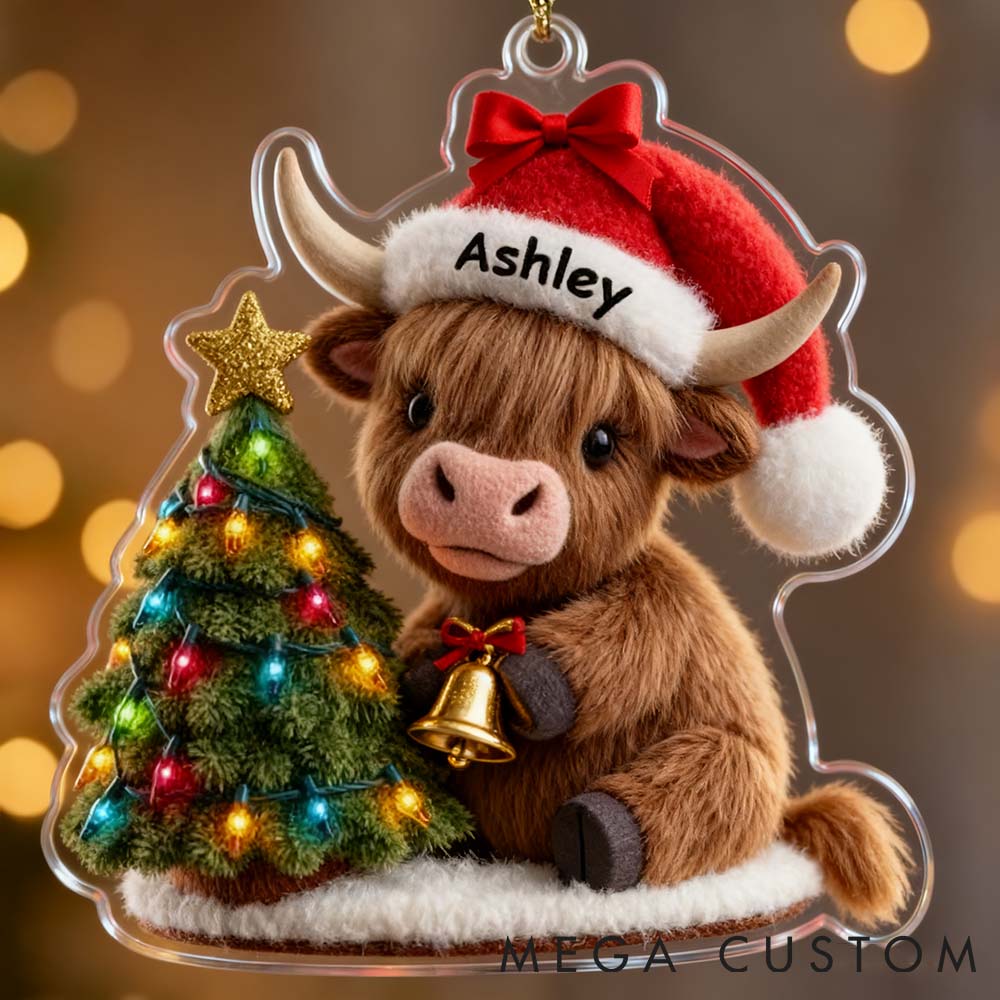 Personalized Pet Lover Highland Cow Christmas Ornament