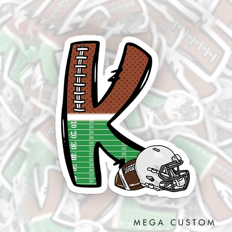 Personalized American Football Sticker with Custom Player Letter Name