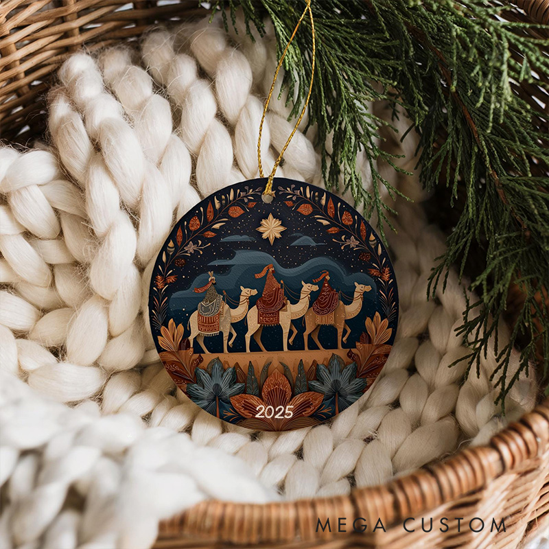 Personalized Three Wise Men Ceramic Ornament with Year Religious Gift Christmas Home Decor Gift Festival Gift
