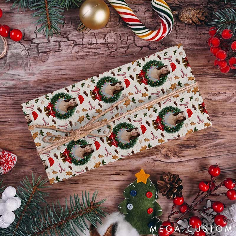 Personalized Funny Christmas Face Photo Cutout Wrapping Paper Unique Photo Gift Xmas Wrap Paper Best Xmas Gift for Boyfriend Girlfriend