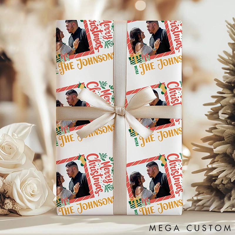 Personalized Funny Christmas Face Photo Cutout Wrapping Paper Unique Photo Gift Xmas Wrap Paper Best Xmas Gift for Boyfriend Girlfriend