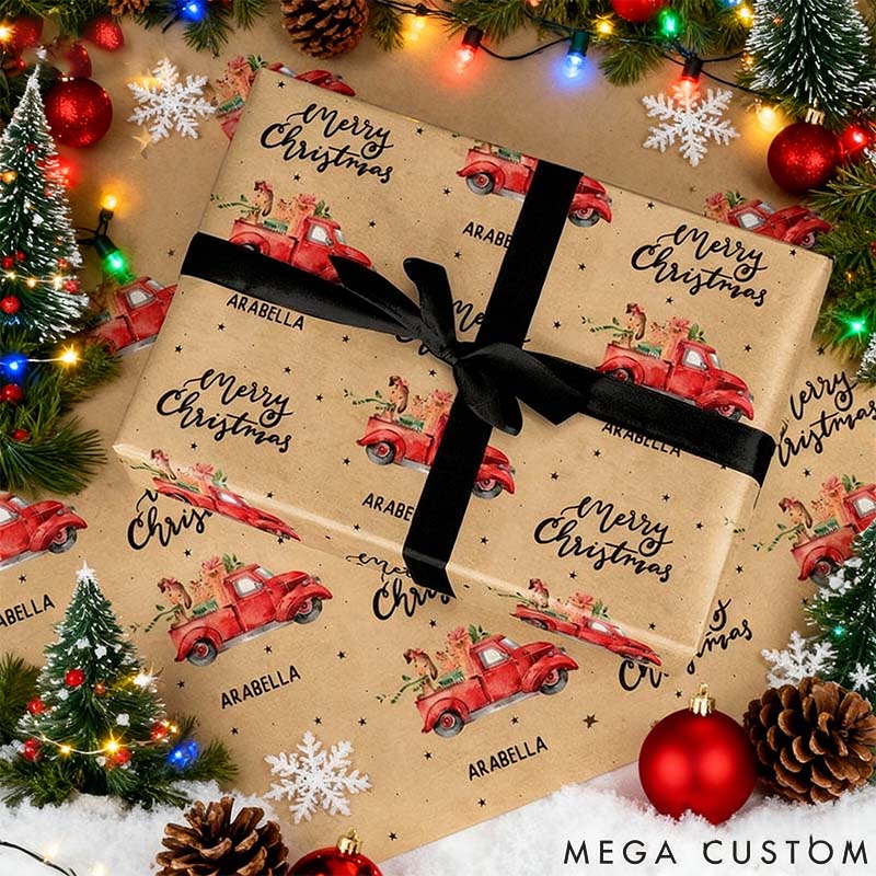 Personalized Christmas Truck Wrapping Paper Custom Christmas Gift Wrap for Wife Girlfriend  Xmas Decor Gift for Her Him 