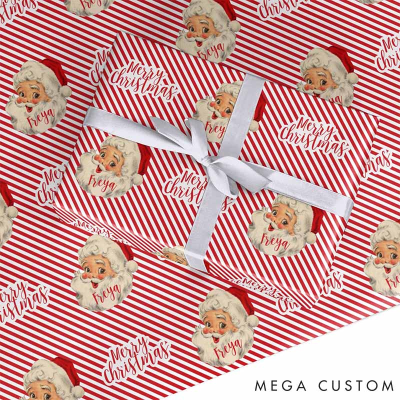 Personalised Vintage Santa Wrapping Paper Vintage Santa Christmas Wrapping Paper Xmas Gift Wrap for Her Him