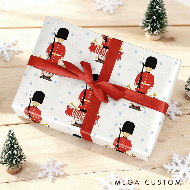 Personalized British Guards Christmas Wrapping Paper Custom Couple Christmas Wrapping Paper Holiday Gift Wrap for Girlfriend Wife Boyfriend Husband