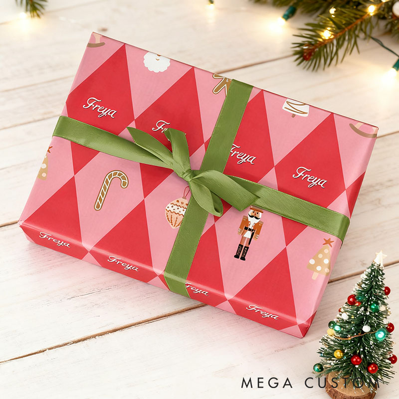 Personalized Harlequin Christmas Wrapping Paper Custom Couple Christmas Wrapping Paper Holiday Gift Wrap for Girlfriend Wife Boyfriend Husband
