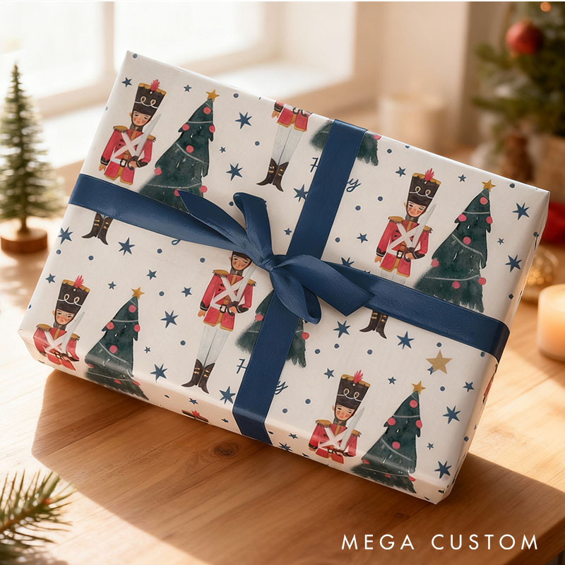 Personalized Nutcracker Christmas Wrapping Paper Custom Name Christmas Wrapping Paper Holiday Gift Wrap for Girlfriend Wife Boyfriend Husband