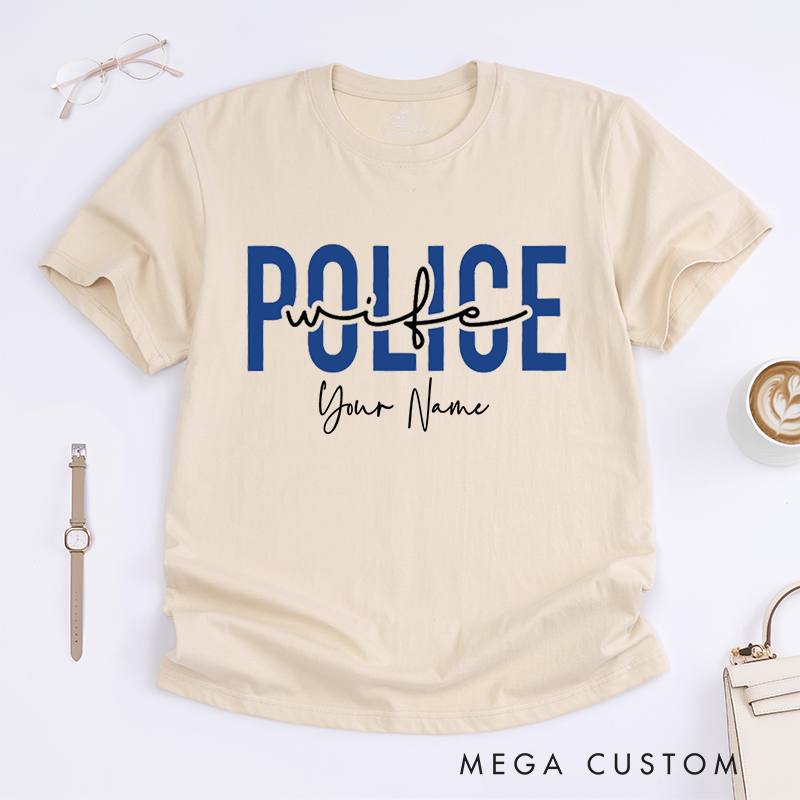 Personalized Policeman Wife with Minimalist and Elegant Style Design Gift for Wife Police Officer T-Shirt