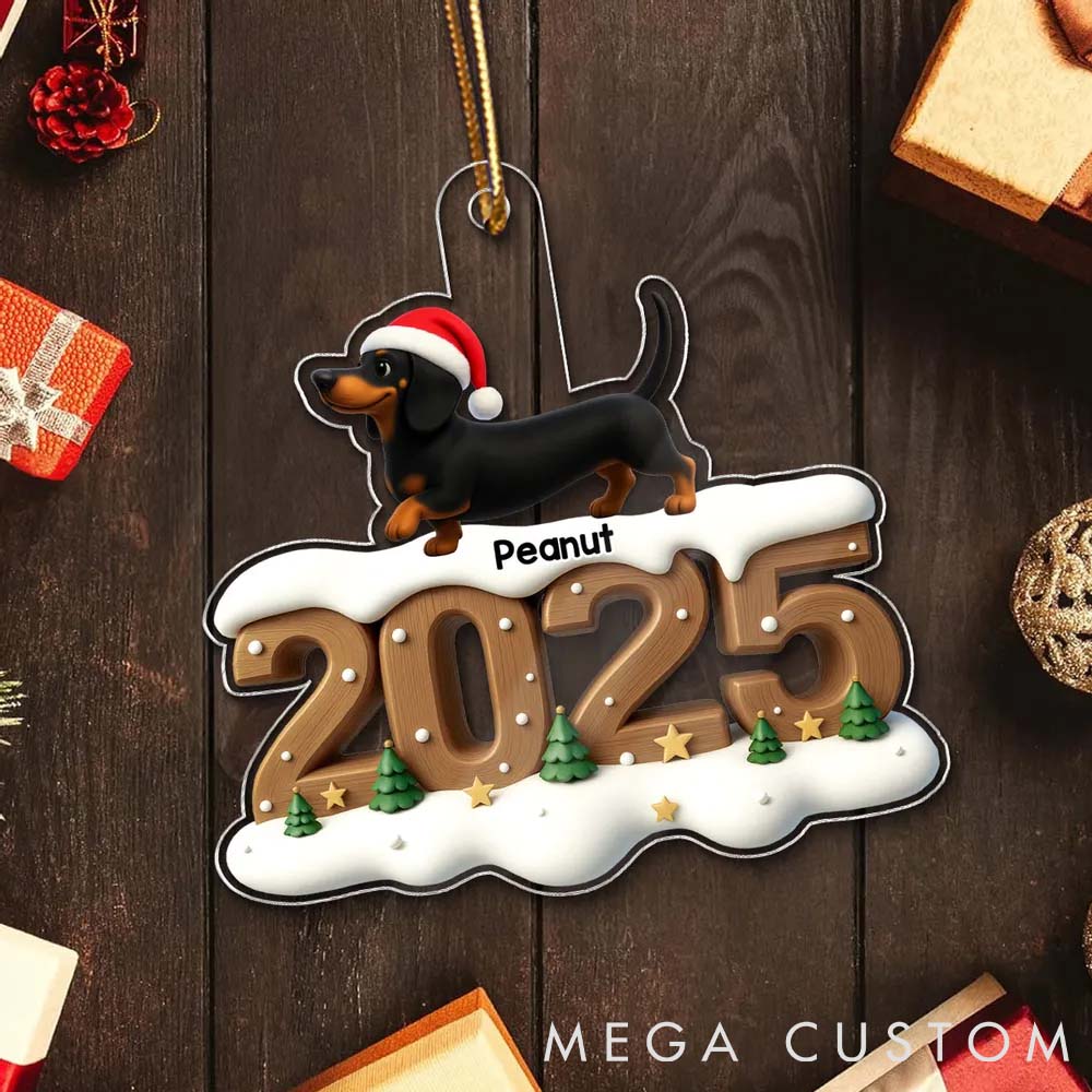 Personalized Dog Lover Christmas Dachshunds Walking Ornament