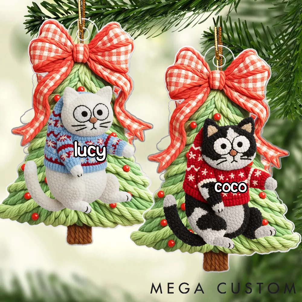 Personalized Cat Lover Cat Hanging on Christmas Tree Christmas Ornament