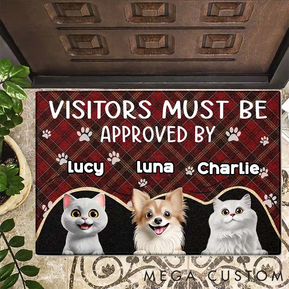 Personalized Pet Lover Visitors Must be Approved by the Pet Christmas Doormat