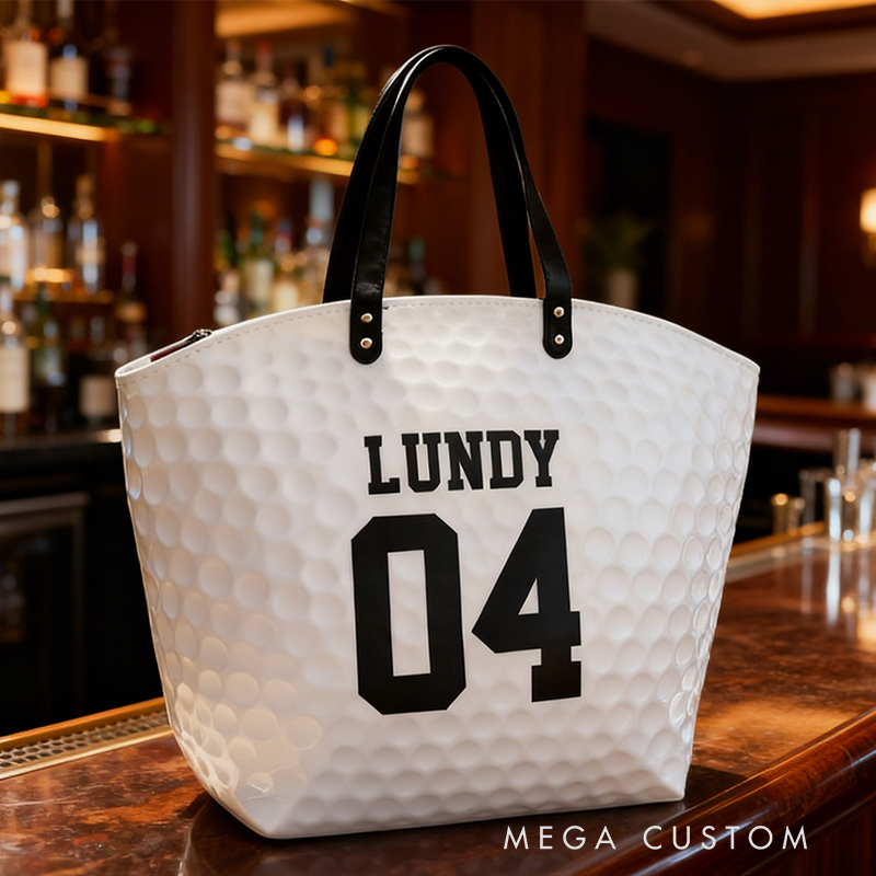 Personalized Golf Ball Texture Tote Bag -  Design, Stylish & Functional for Golf Enthusiasts Custom Name & Number