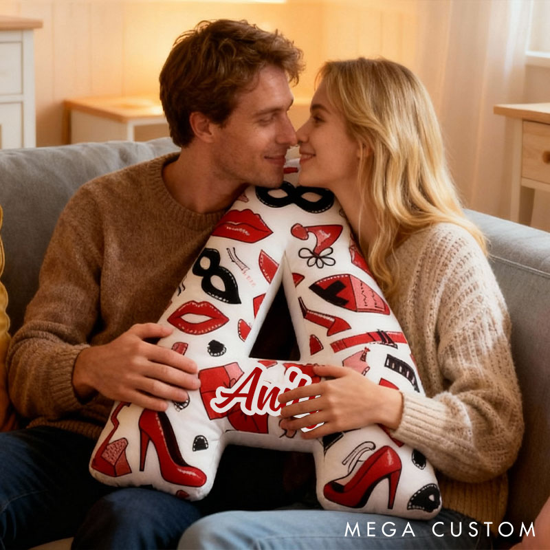 Personalized Fashion-Themed Letter Pillow for Girlfriend Valentine's Day Throw Pillow for Her Couple Date Night Themed Pillow