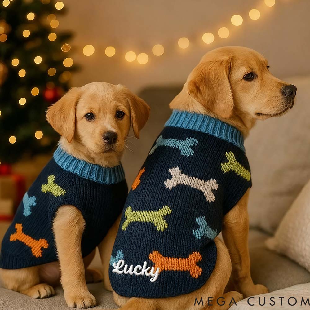 Personalized Dog Sweater with Name Christmas Gifts Ugly Sweater
