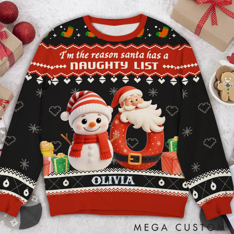 Personalized Custom All-Over-Print Little One in the Snow Ugly Sweater Gift for Family Members