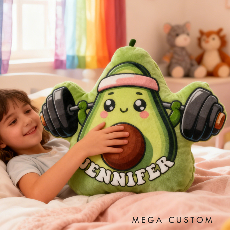 Personalized Avocado Weightlifting Throw Pillow Graphic 3D Print Trainer Fitness Planner Decoration Letter Pillow Exercise Sport Gym Sublimation Design Lift Heavy Shit Gym Rat Weightlifting Pillow for Kids Gym Lovers