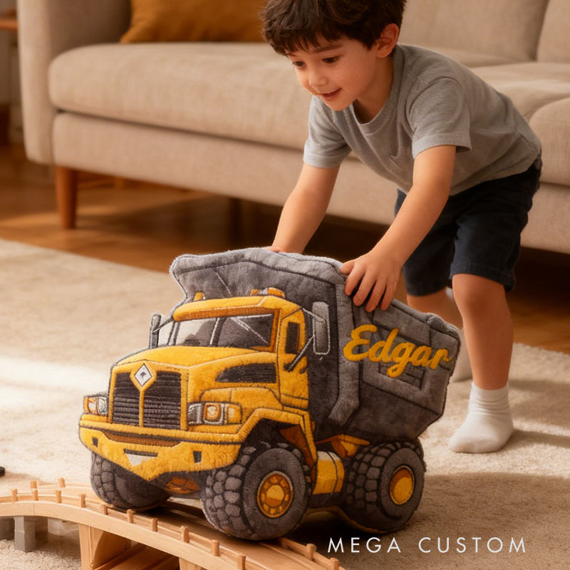 Personalized Truck Pillow with Custom Name Kids Room Decor Gift for Boys Christmas Gift 3D Print
