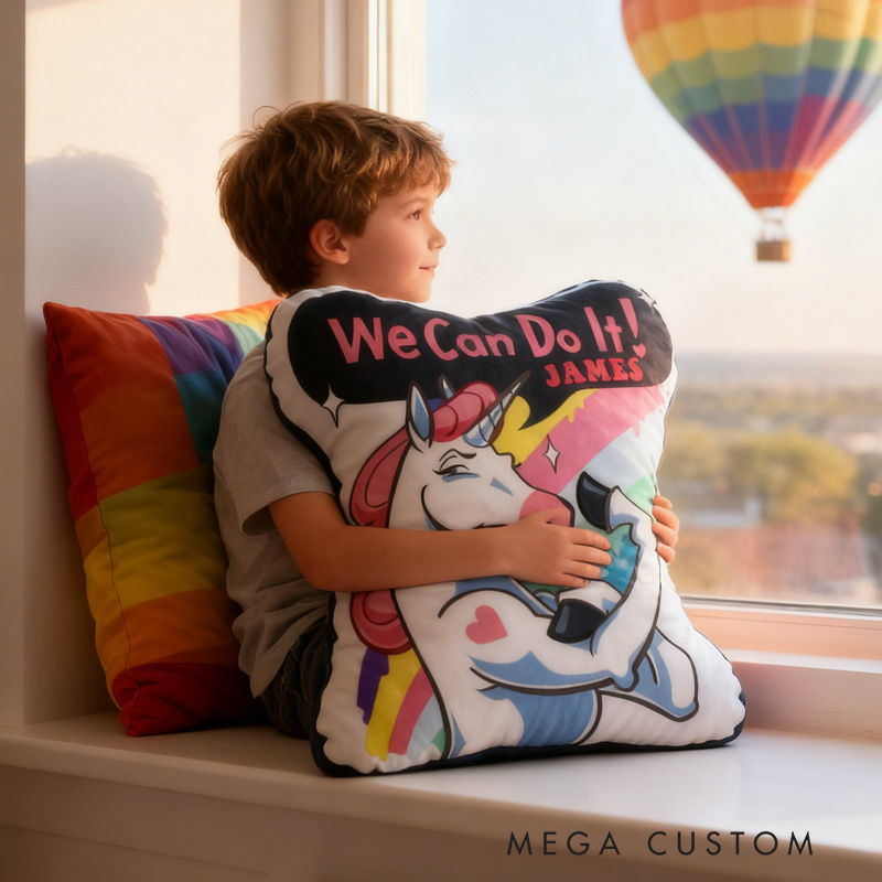 Personalized Fitness Magical Animals Pillow Rainbow Throw Pillow We Can Do It Graphic 3D Print Trainer Fitness Planner Decoration Pillow Exercise Sport Gym Rat Weightlifting Pillow for Kids Gym Lovers
