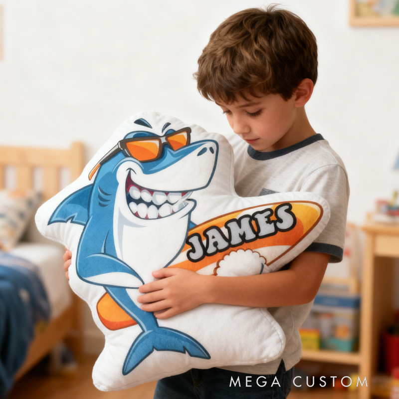 Personalized Suring Shark Pillow Rainbow Throw Pillow Graphic 3D Print Surfing Skateboarding Fitness Decoration Pillow Exercise Sport Pillow for Kids Surfing Skateboarding Lovers
