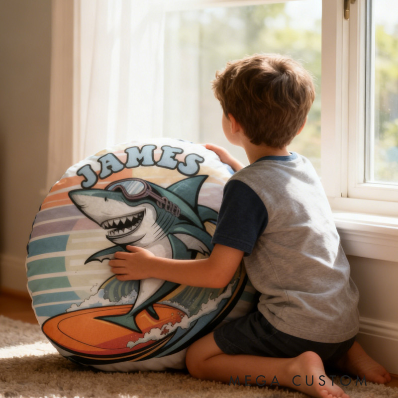 Personalized Suring Shark Pillow Rainbow Throw Pillow Graphic 3D Print Surfing Skateboarding Fitness Decoration Pillow Exercise Sport Pillow for Kids Surfing Skateboarding Lovers