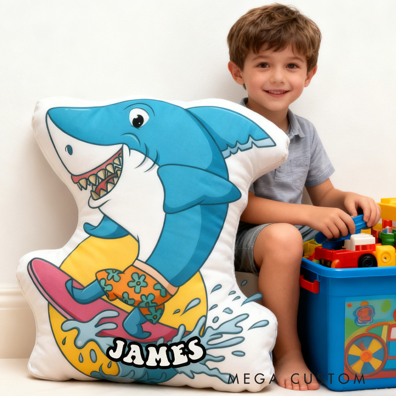 Personalized Suring Shark Pillow Rainbow Throw Pillow Graphic 3D Print Surfing Skateboarding Fitness Decoration Pillow Exercise Sport Pillow for Kids Surfing Skateboarding Lovers