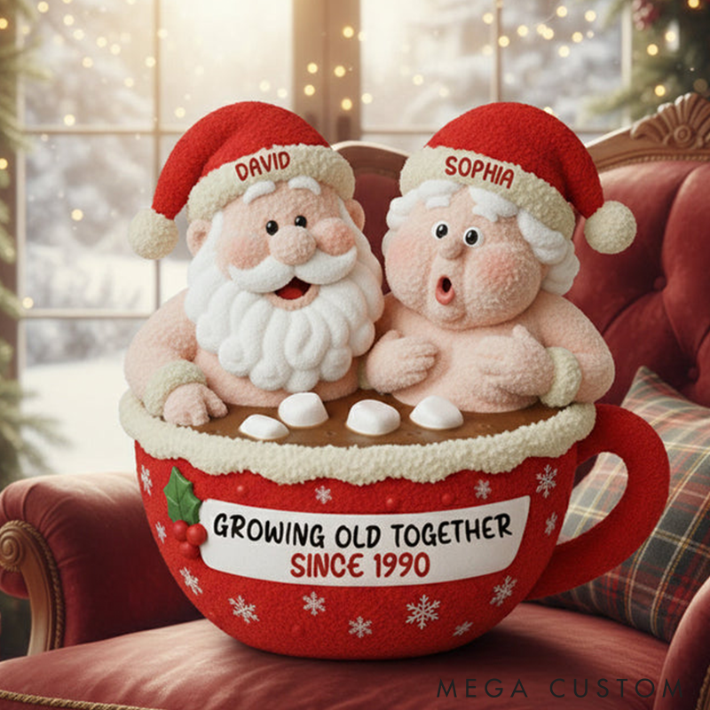 Personalized Mr and Mrs Santa Claus In Hot COCO Funny Pillow Couple Christmas Gift Holiday Decoration