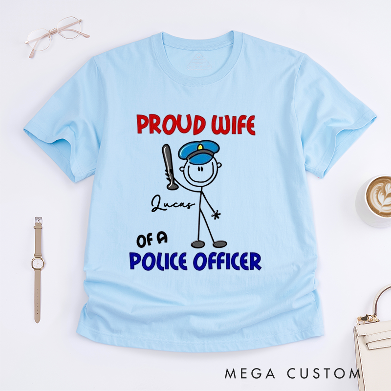 Personalized Police Proud Wife of a Police Officer Design Gift for Wife Police Officer T-Shirt