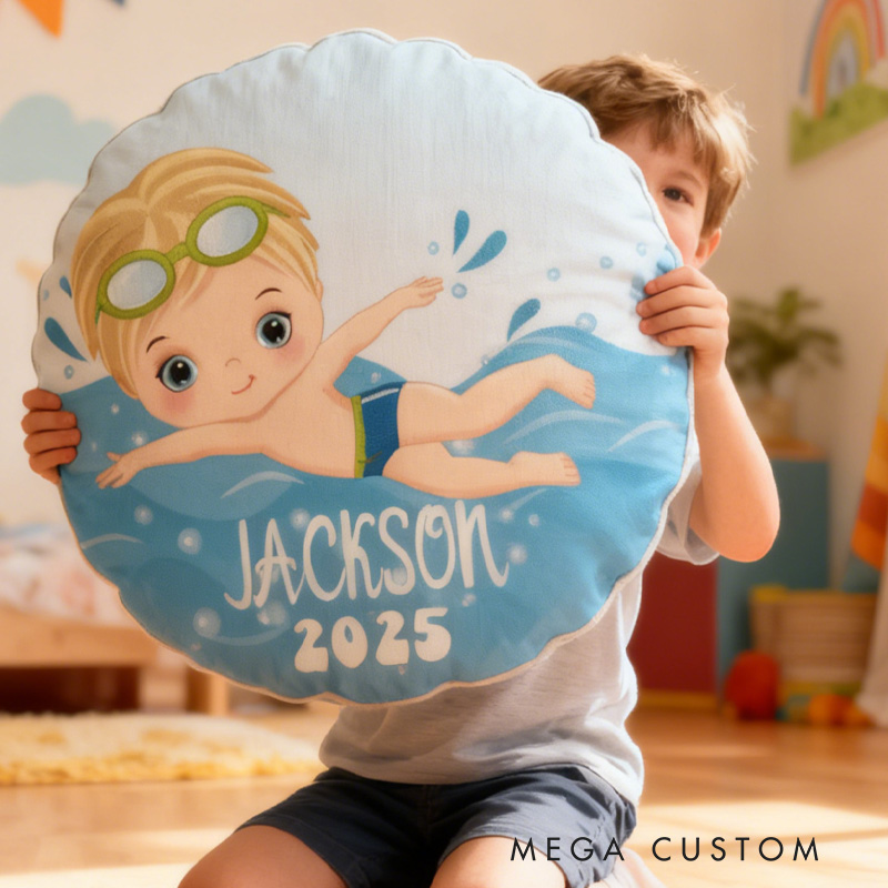 Personalized Boys Swimming Pillow Throw Pillow Graphic 3D Print Swimming Fitness Decoration Pillow Exercise Sport Pillow Female Swimmer Holiday Gift Custom Swim Pool Keepsake for Kids or Teens 