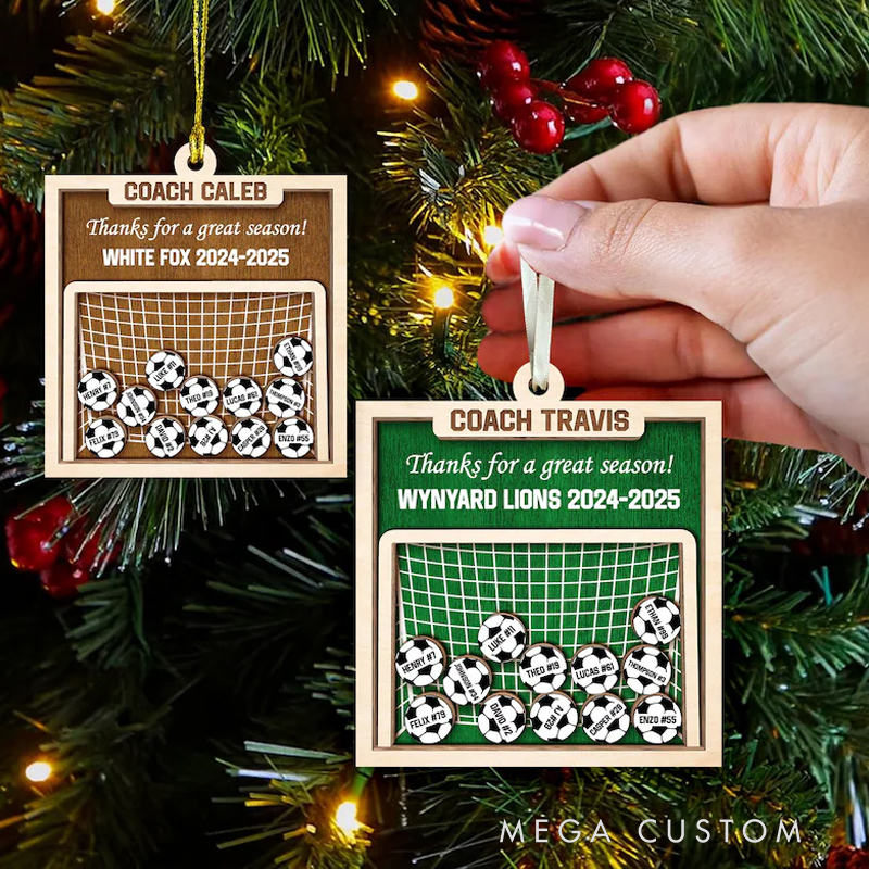 Personalized Soccer Coach Shaker Ornament: End Of Season Thank You Coach Gift