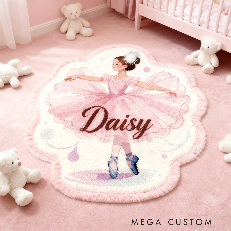 Personalized Ballet Dancers Carpet with Your Name for Ballet Lovers Unique Decorative Carpet for Girls' Room and Dance Studio