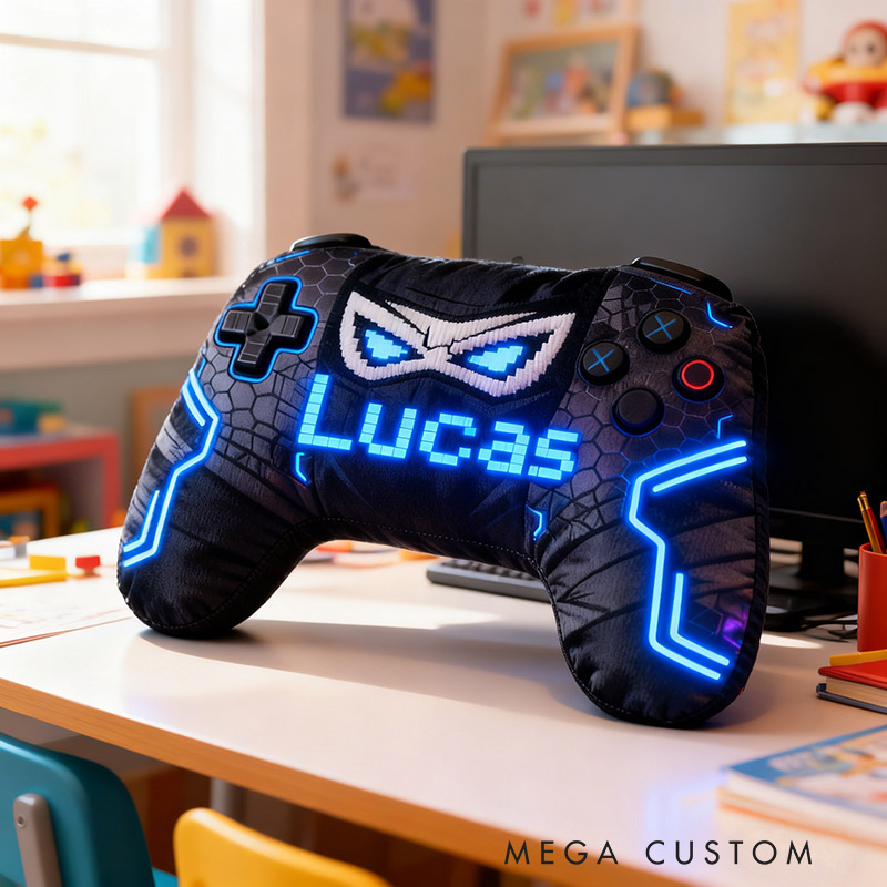 Personalized Graphic 3D Print Super Hero Game Controller Shaped Pillow for Game Lovers Plush Pillow Christmas Birthday Gift for Kids