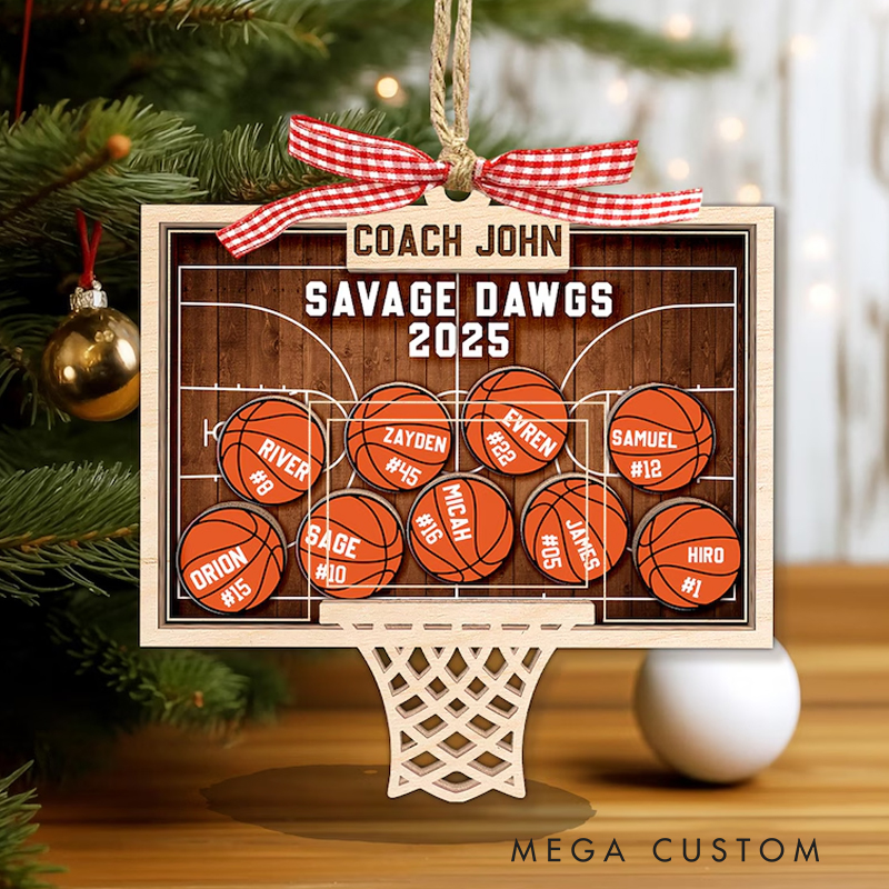 Personalized Basketball Coach Shaker Ornament: End Of Season Coach Gift