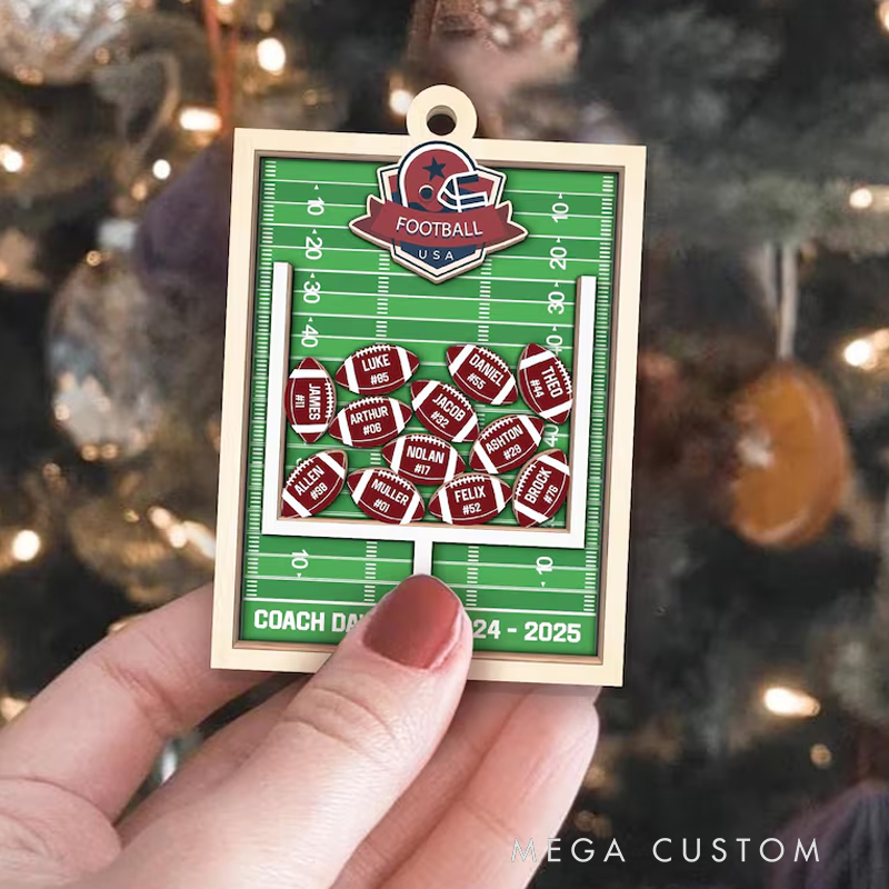 Personalized Shaker Football Coach Ornament: End Of Season Football Team Gift